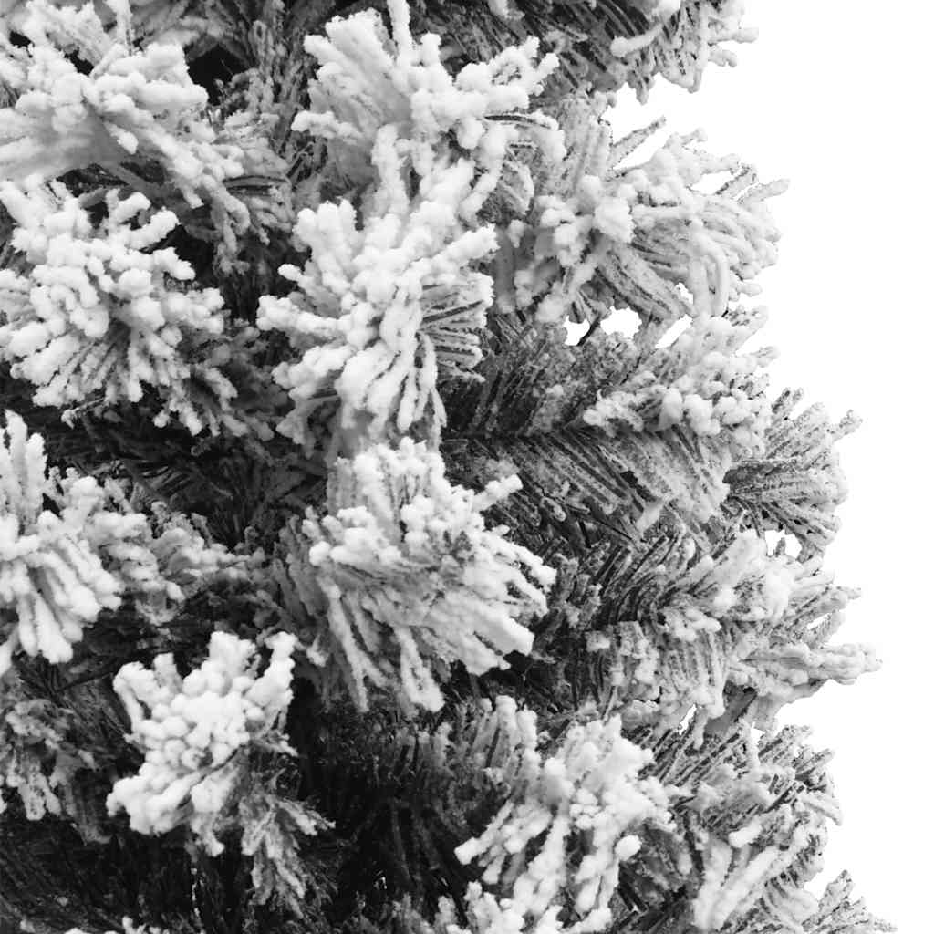 Slankt kunstig juletre med flokket snø grønn 150 cm PVC