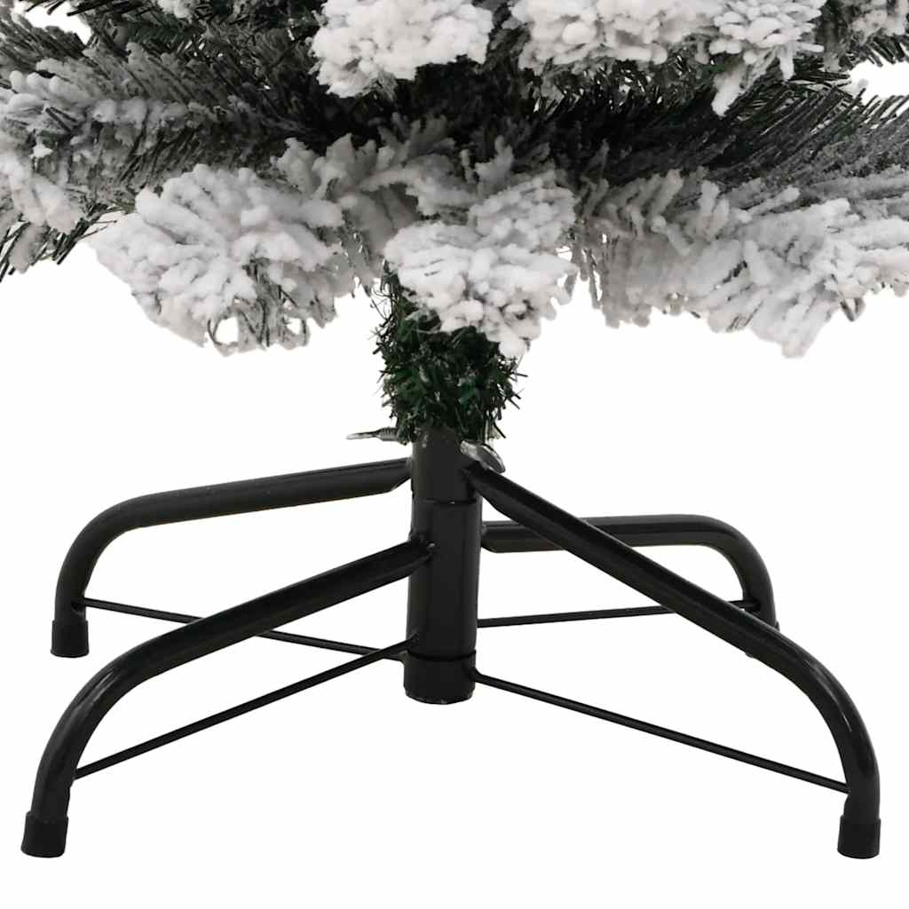 Slankt kunstig juletre med flokket snø grønn 150 cm PVC