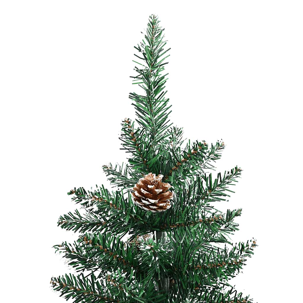 Slankt juletre med ekte tre og hvit snø grønn 210 cm