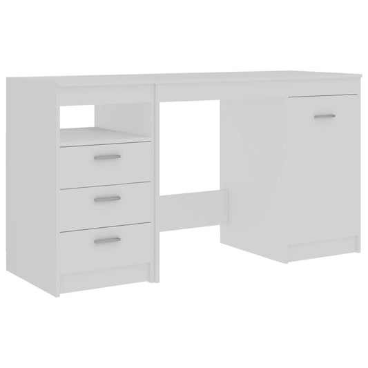 Skrivebord hvit 140x50x76 cm konstruert tre