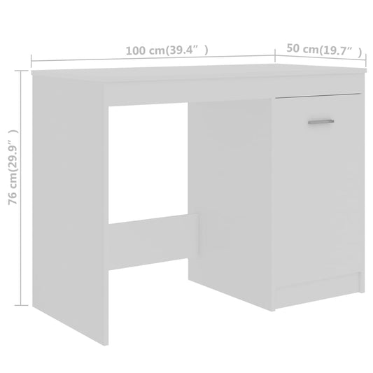 Skrivebord hvit 140x50x76 cm konstruert tre