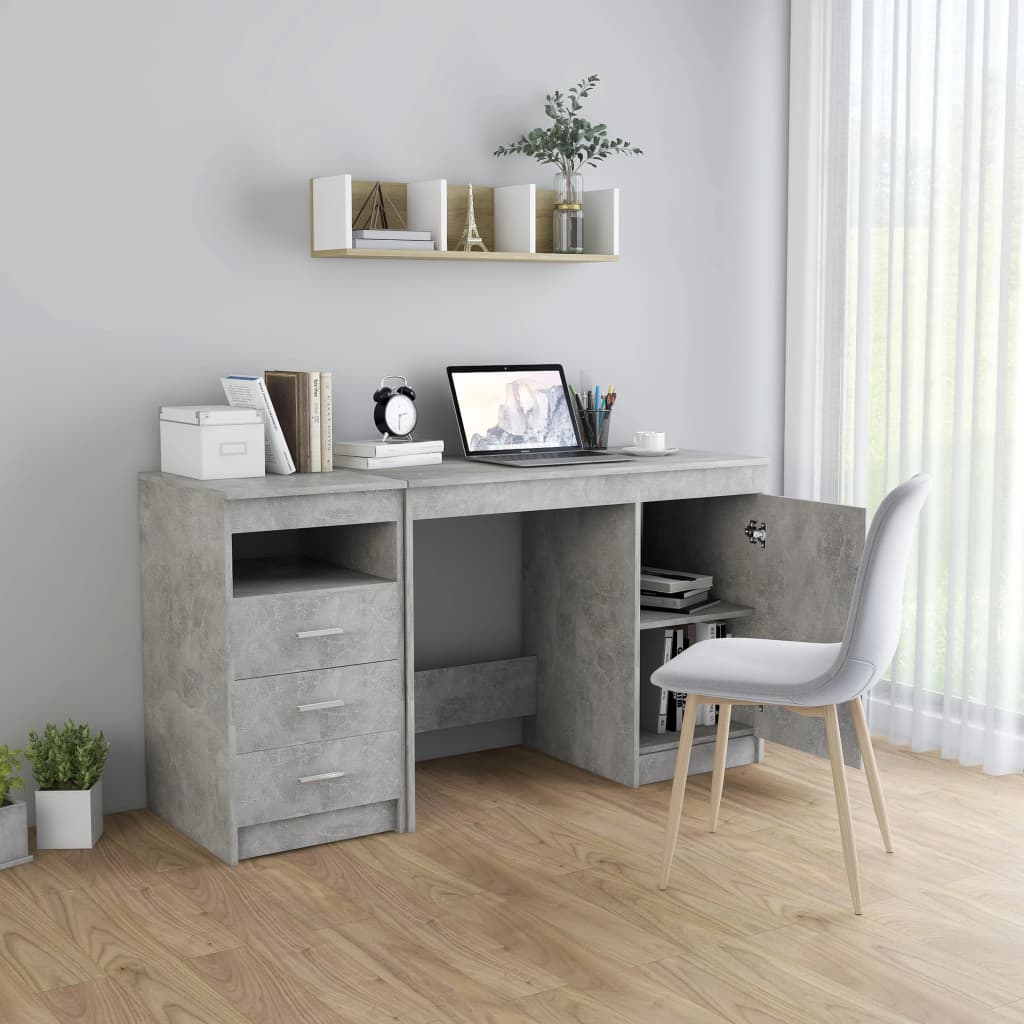 Skrivebord betonggrå 140x50x76 cm konstruert tre