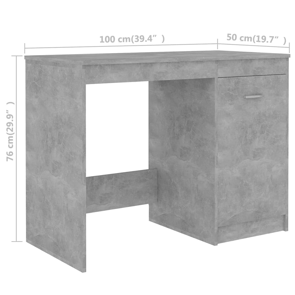 Skrivebord betonggrå 140x50x76 cm konstruert tre