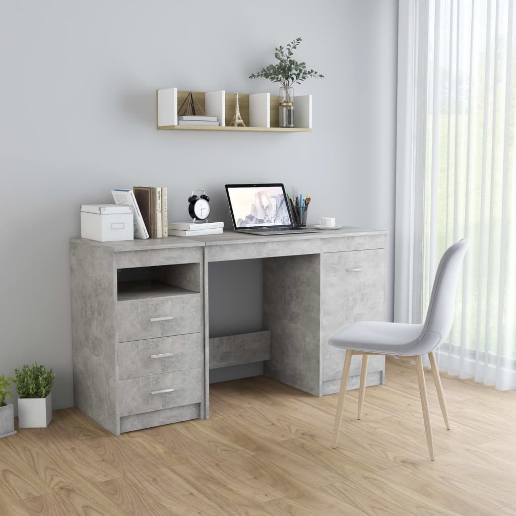 Skrivebord betonggrå 140x50x76 cm konstruert tre