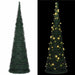 Juletre with LED String Lights grønn 150 x 150 cm PVC