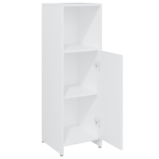 Baderomsskap hvit 30x30x95 cm konstruert tre