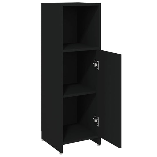 Baderomsskap svart 30x30x95 cm konstruert tre