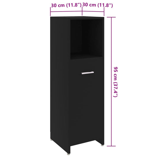 Baderomsskap svart 30x30x95 cm konstruert tre