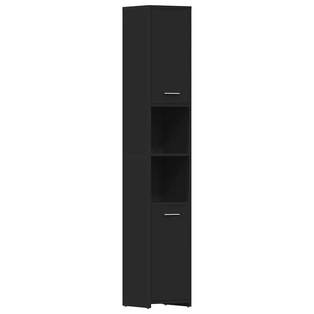 Baderomsskap svart 30x30x183,5 cm konstruert tre