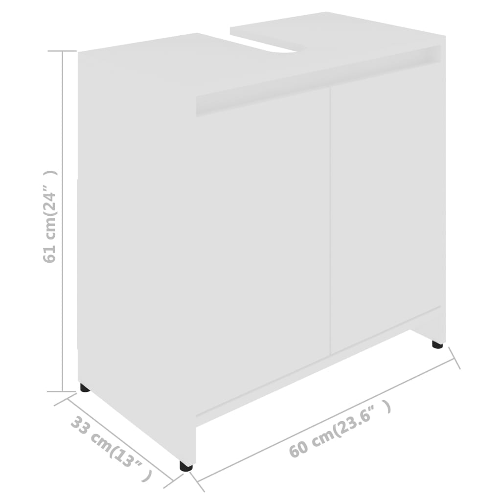 Baderomsskap hvit 60x33x61 cm konstruert tre
