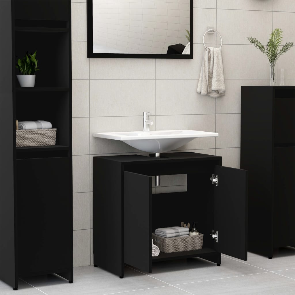 Baderomsskap svart 60x33x61 cm konstruert tre