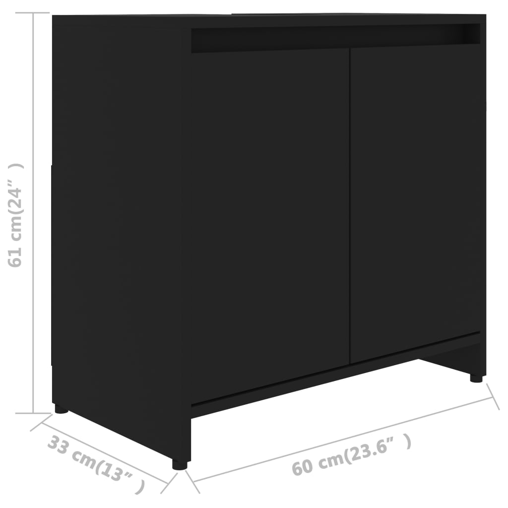 Baderomsskap svart 60x33x61 cm sponplate