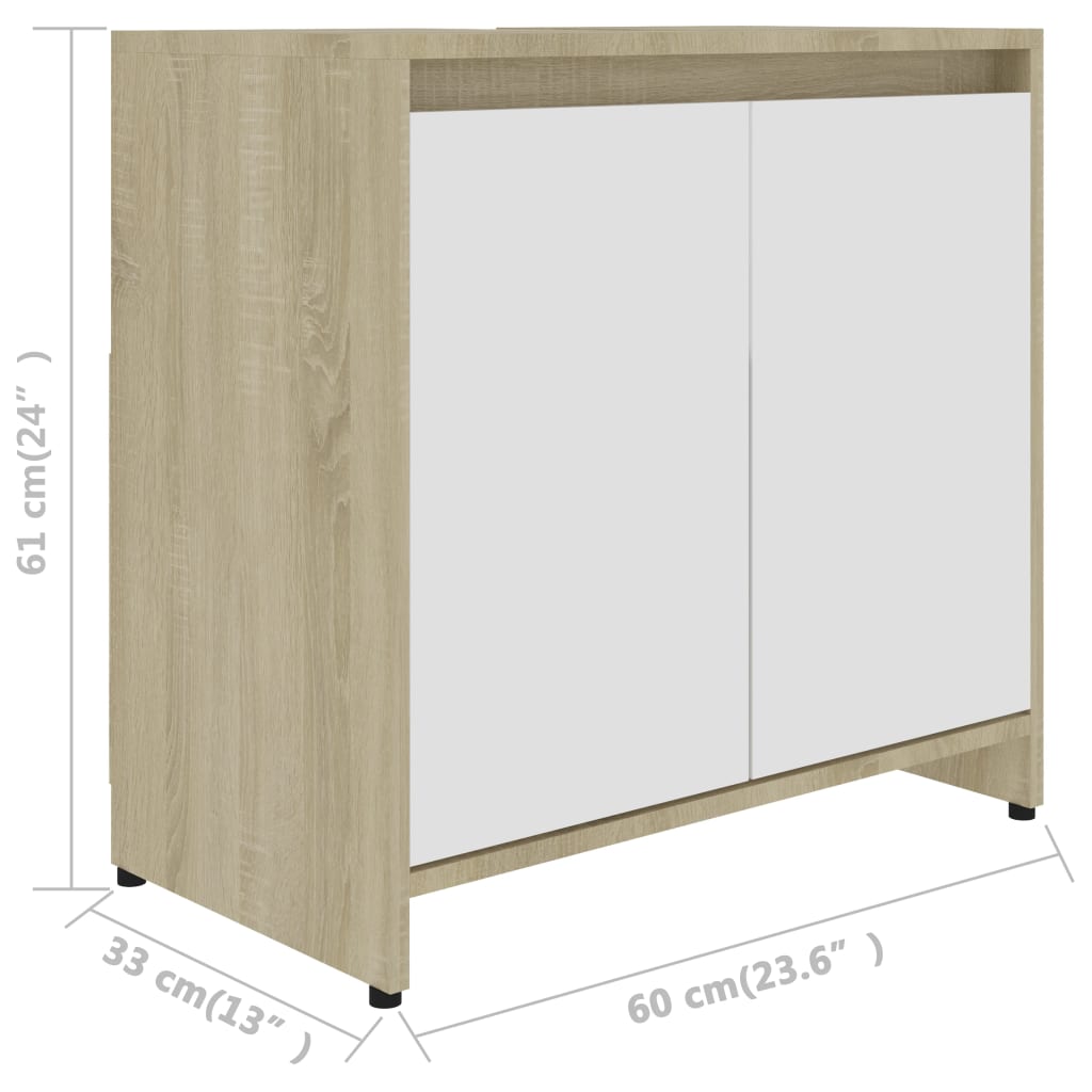 Baderomsskap høyglans hvit 60x33x61 cm sponplate