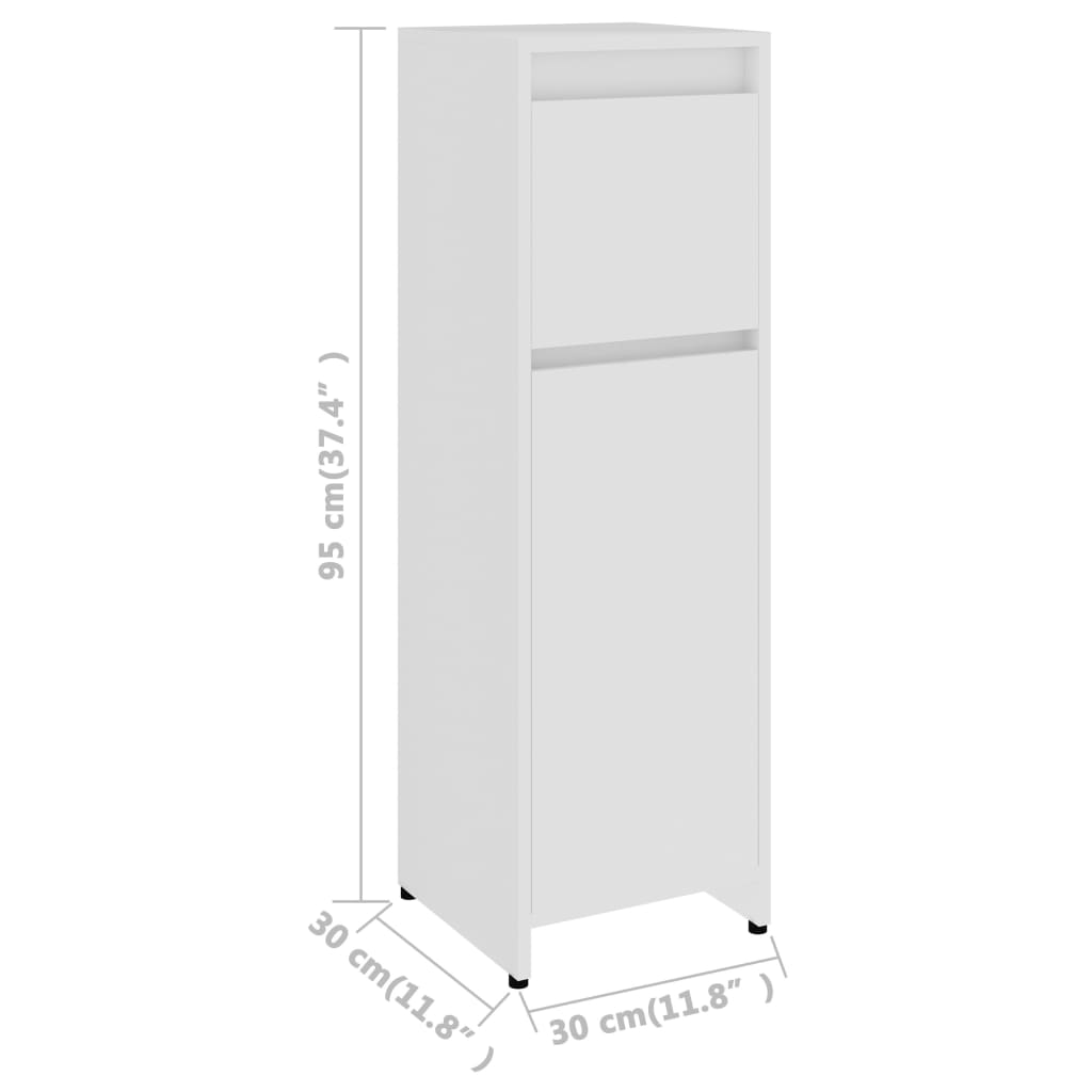 Baderomsskap hvit 30x30x95 cm konstruert tre
