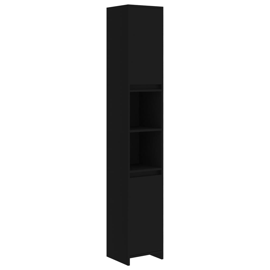 Baderomsskap svart 30x30x183,5 cm konstruert tre
