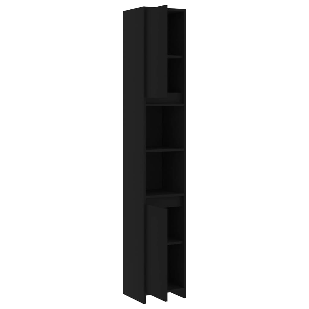 Baderomsskap svart 30x30x183,5 cm konstruert tre
