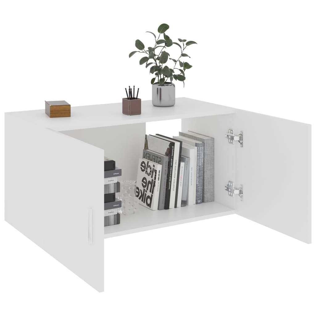 Veggmontert skap hvit 80x39x40 cm konstruert tre