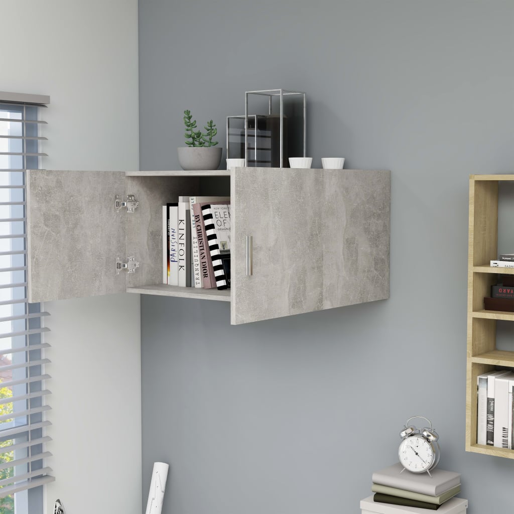 Veggmontert skap betonggrå 80x39x40 cm konstruert tre