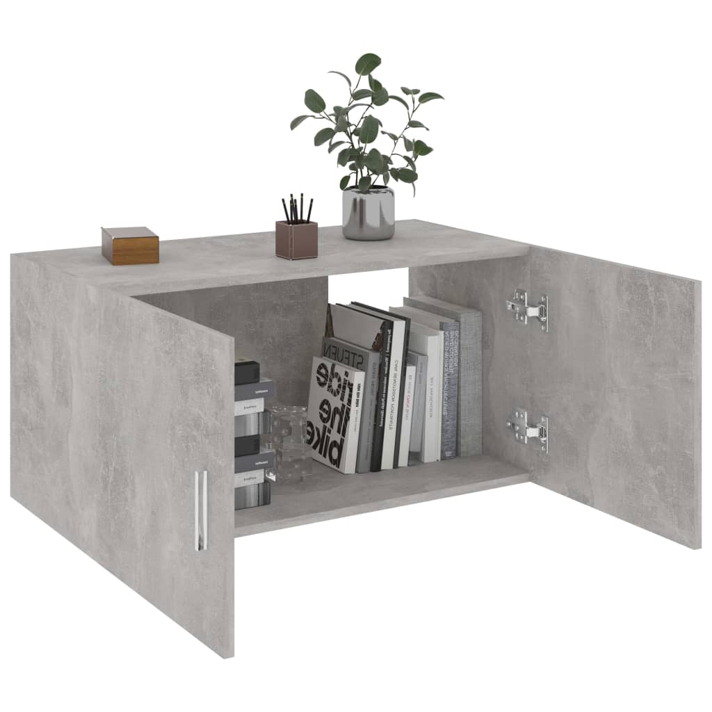 Veggmontert skap betonggrå 80x39x40 cm konstruert tre