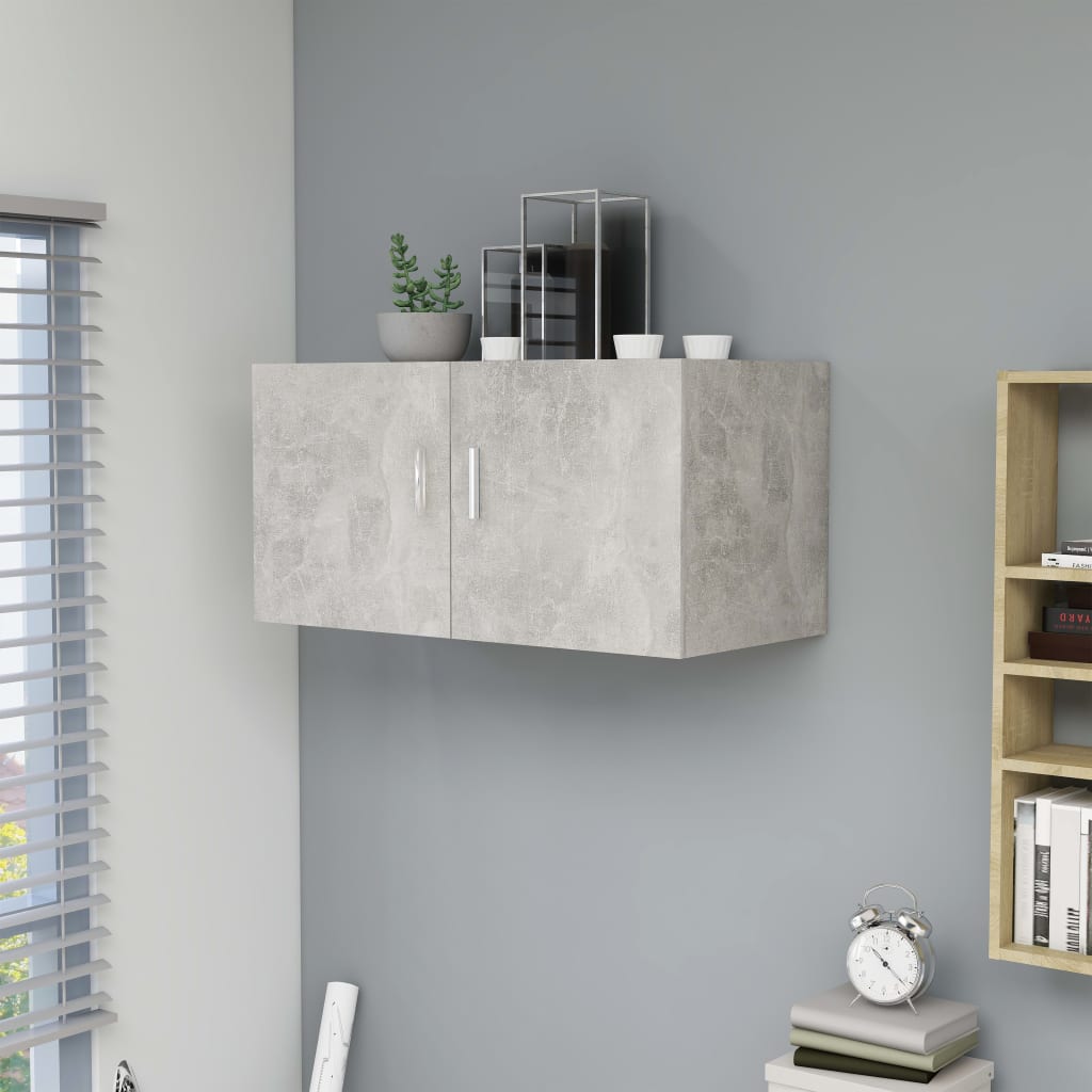 Veggmontert skap betonggrå 80x39x40 cm konstruert tre