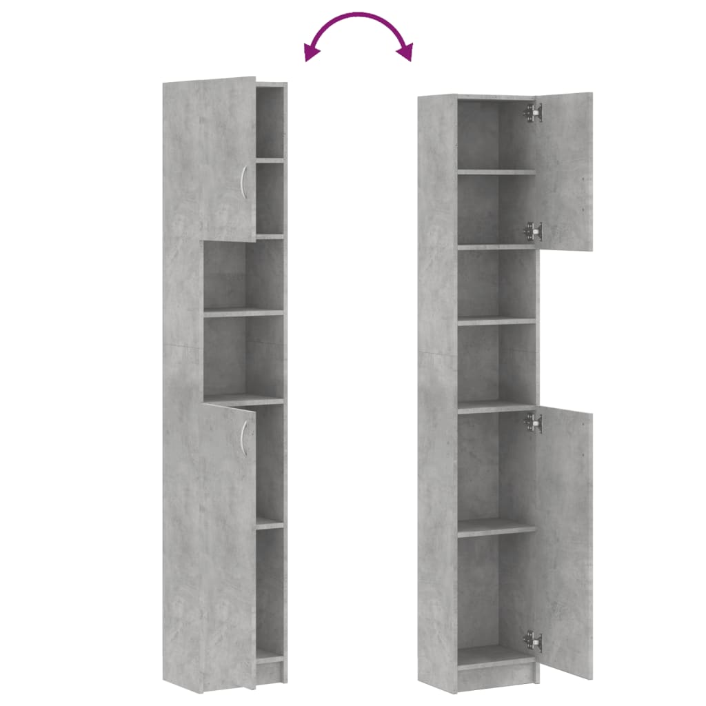 Baderomsskap betonggrå 32x25,5x190 cm konstruert tre