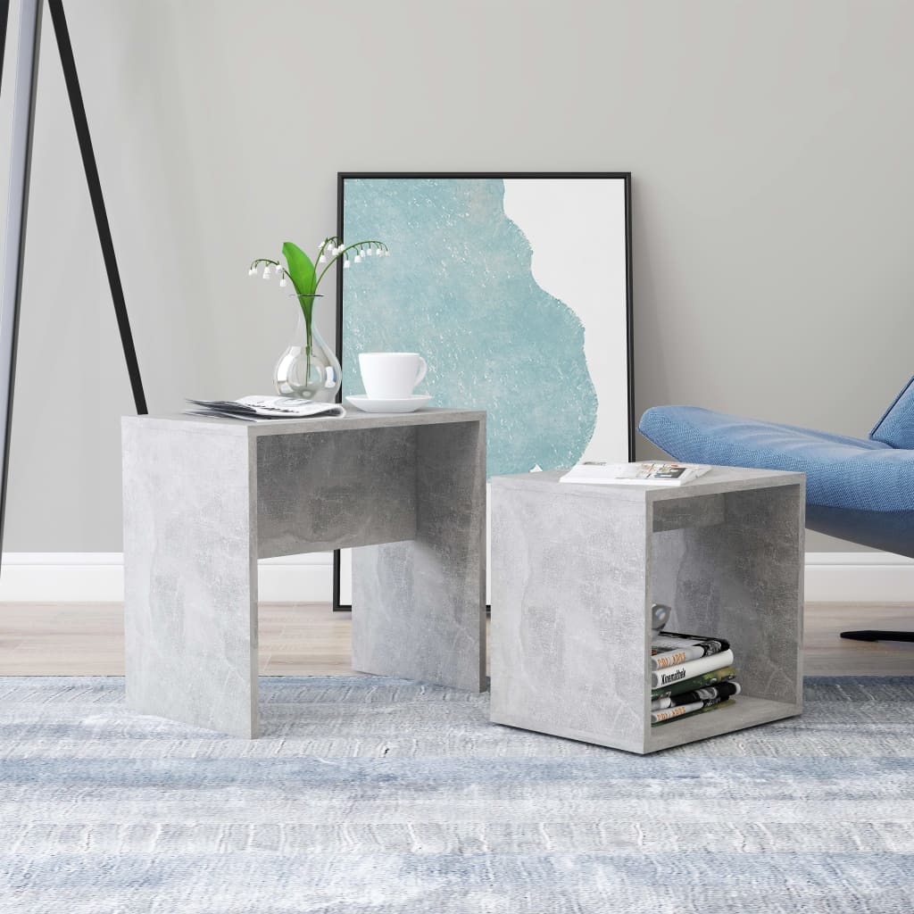 Salongbordsett betonggrå 48x30x45 cm konstruert tre