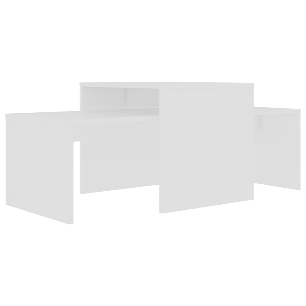 Salongbordsett hvit 100x48x40 cm konstruert tre