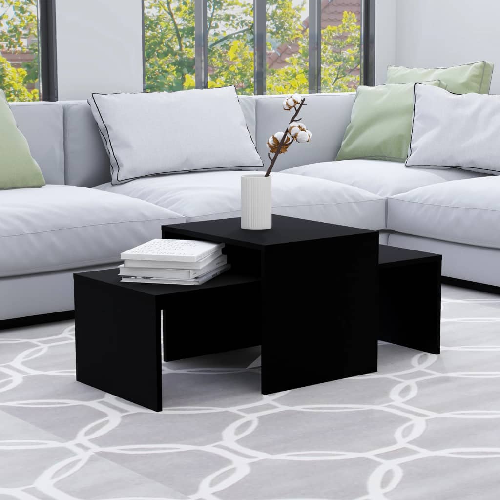 Salongbordsett svart 100x48x40 cm konstruert tre