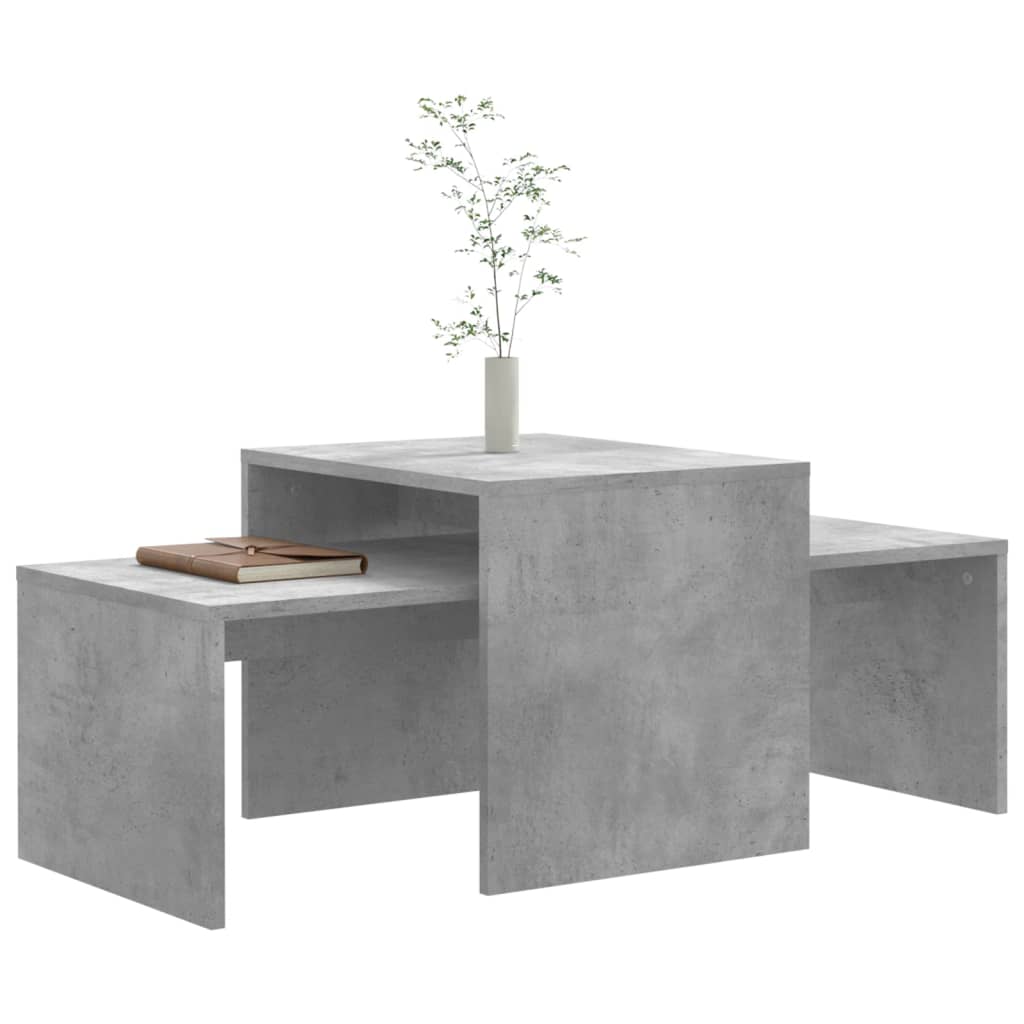 Salongbordsett betonggrå 100x48x40 cm konstruert tre