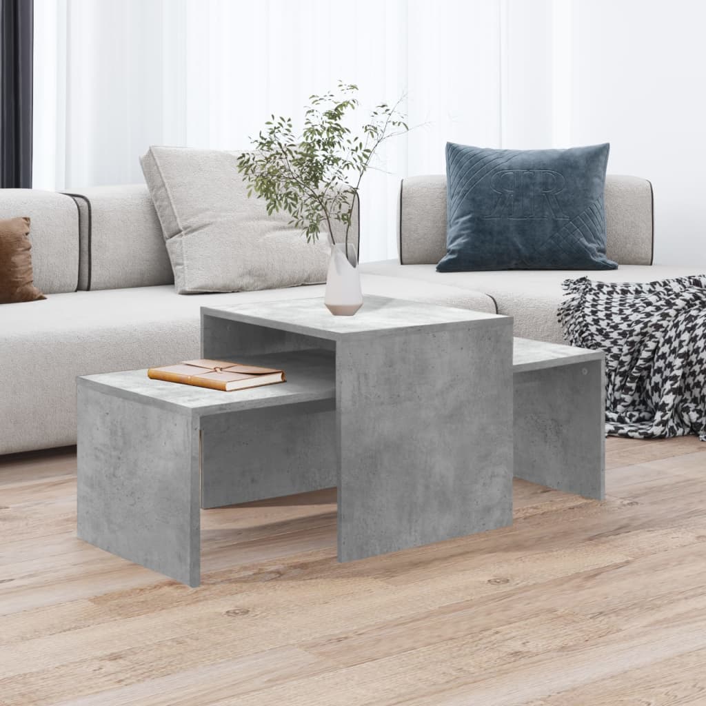 Salongbordsett betonggrå 100x48x40 cm konstruert tre