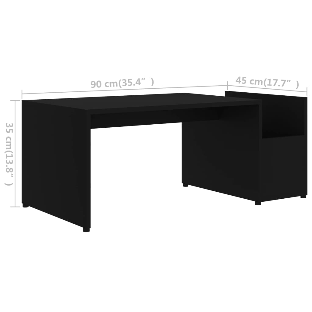 Salongbord svart 90x45x35 cm konstruert tre