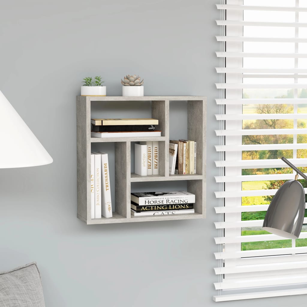 Vegghylle betonggrå 45x16x45 cm konstruert tre