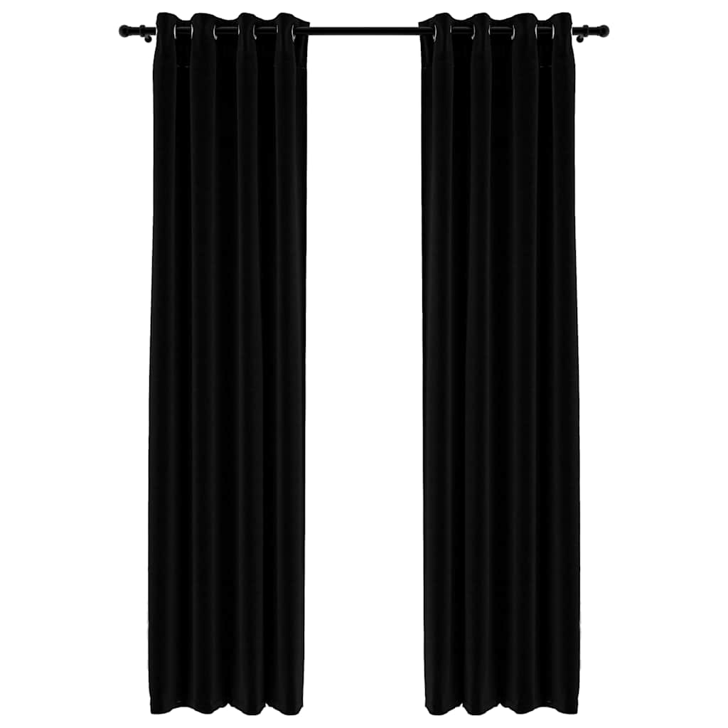 Lystette gardiner maljer og lin-design 2 stk svart 140x245 cm