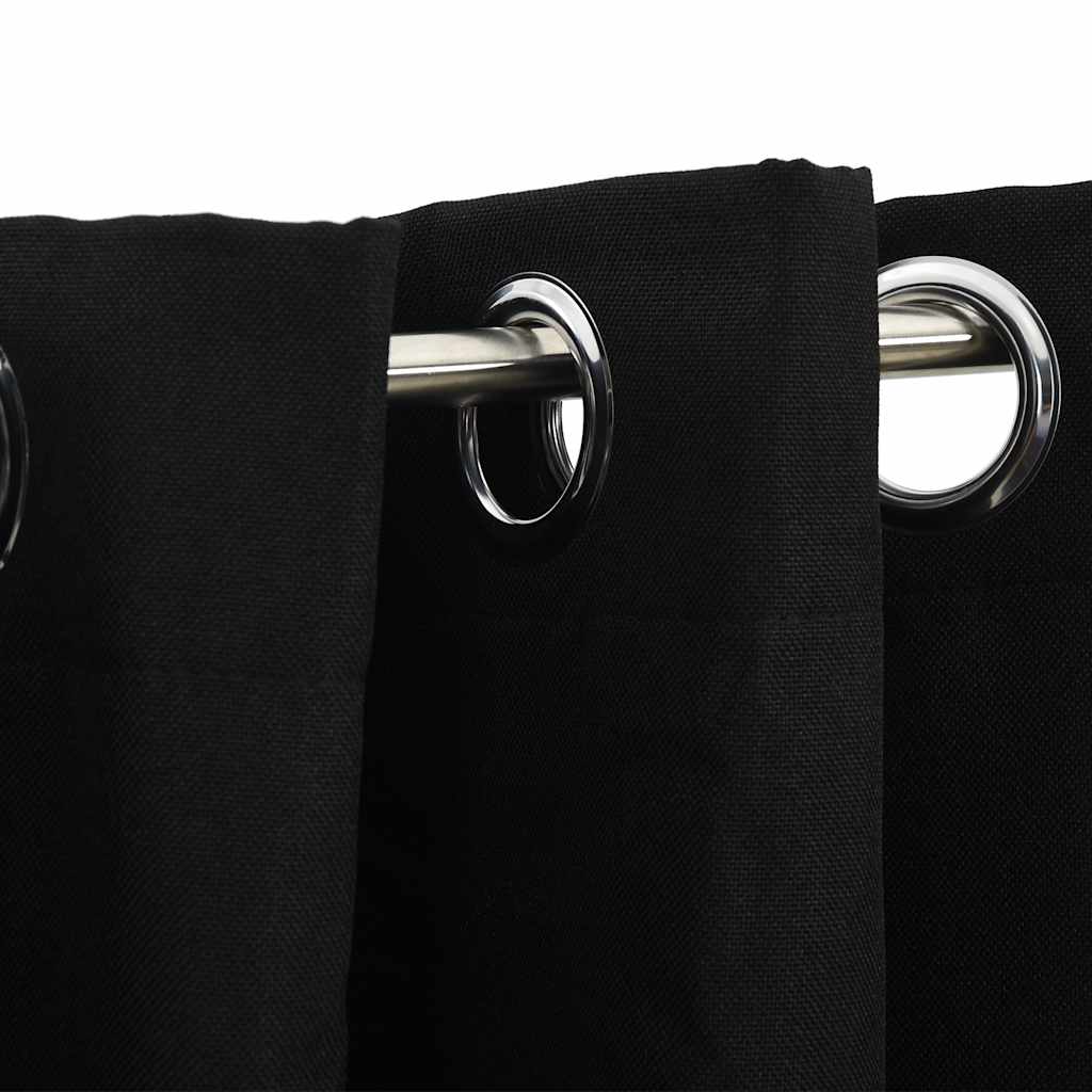 Lystette gardiner maljer og lin-design 2 stk svart 140x245 cm