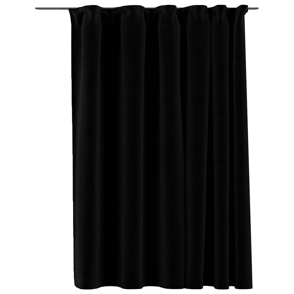 Lystett gardin med kroker og lin-design svart 290x245 cm