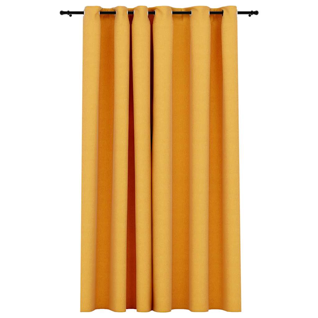 Lystett gardin med maljer og lin-design gul 290x245 cm