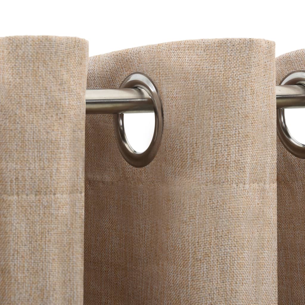 Lystette gardiner maljer og lin-design 2 stk beige 140x245 cm