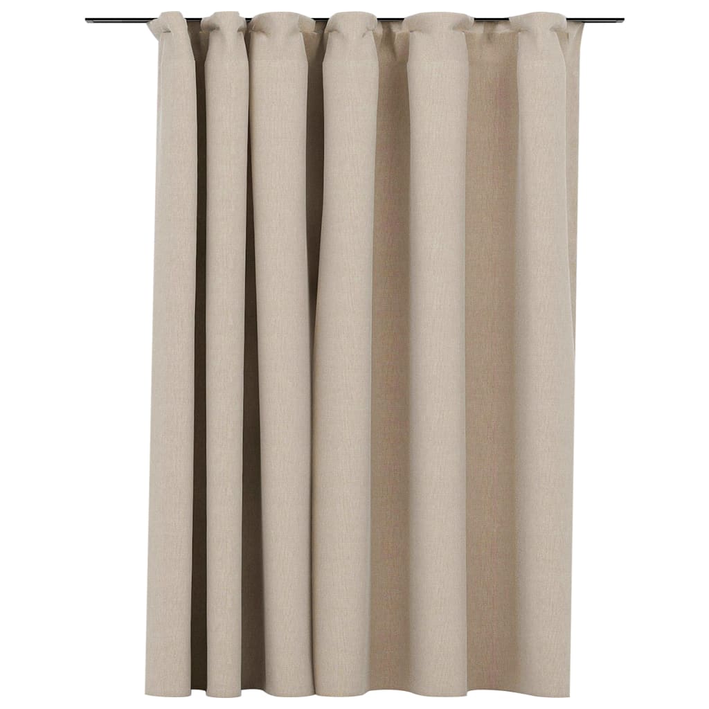 Lystett gardin med kroker og lin-design beige 290x245 cm