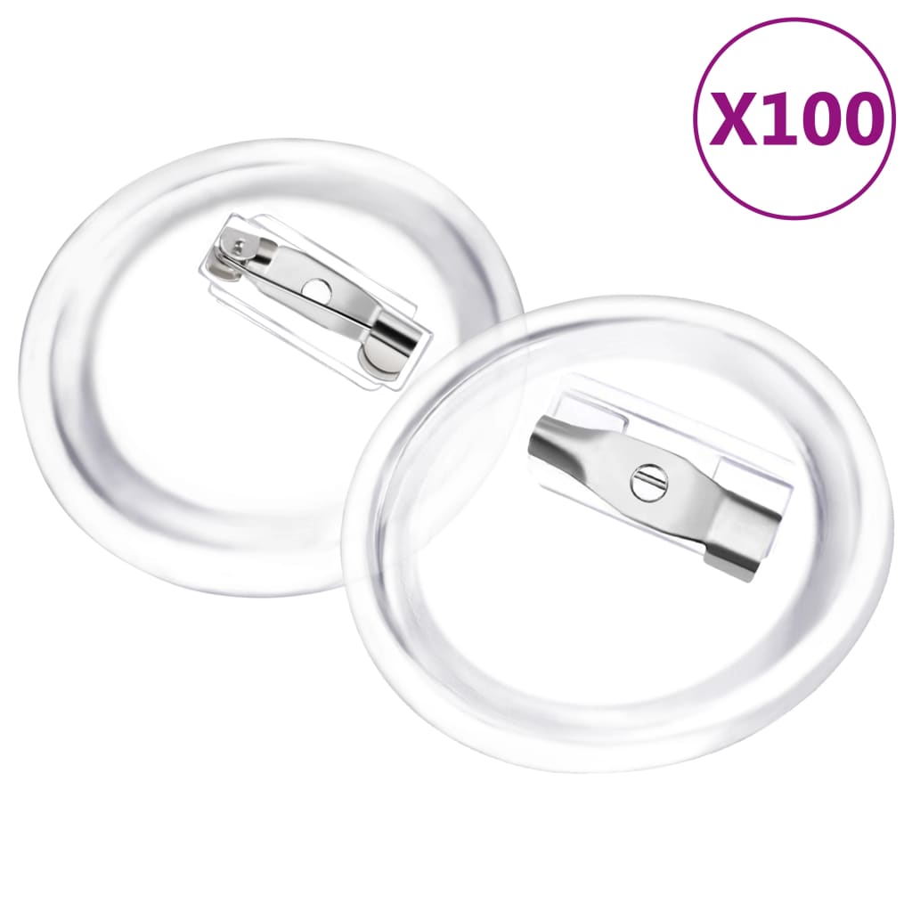 Buttonssett med nål 100 sett akryl 25 mm