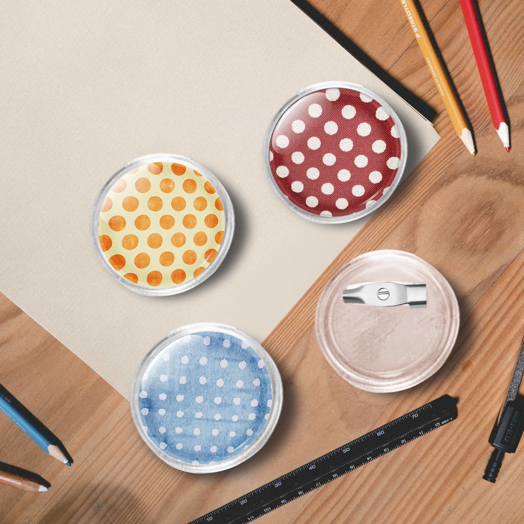 Buttonssett med nål 100 sett akryl 25 mm