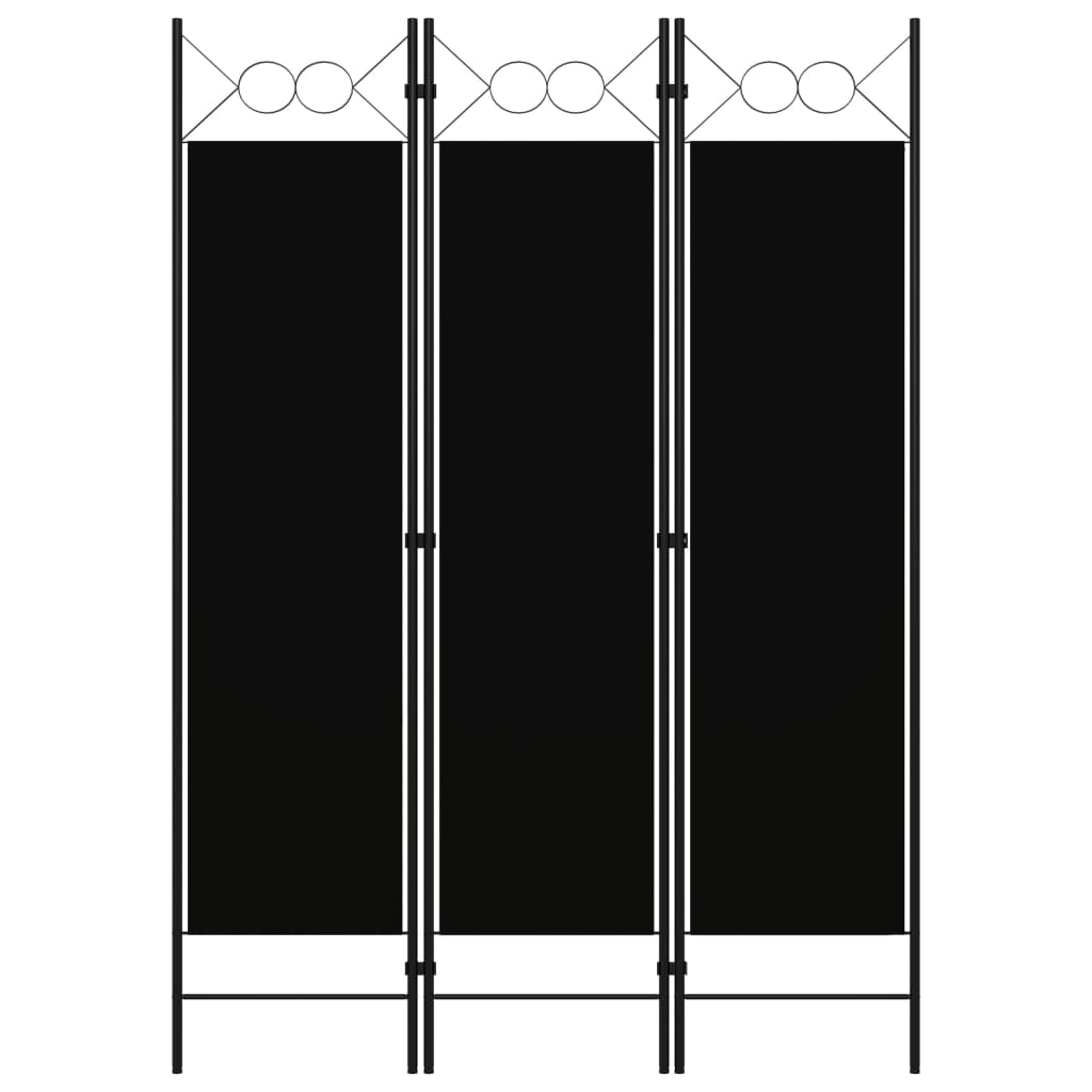 Romdeler 3 paneler svart 120x180 cm