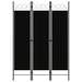 Romdeler 3 paneler svart 120x180 cm