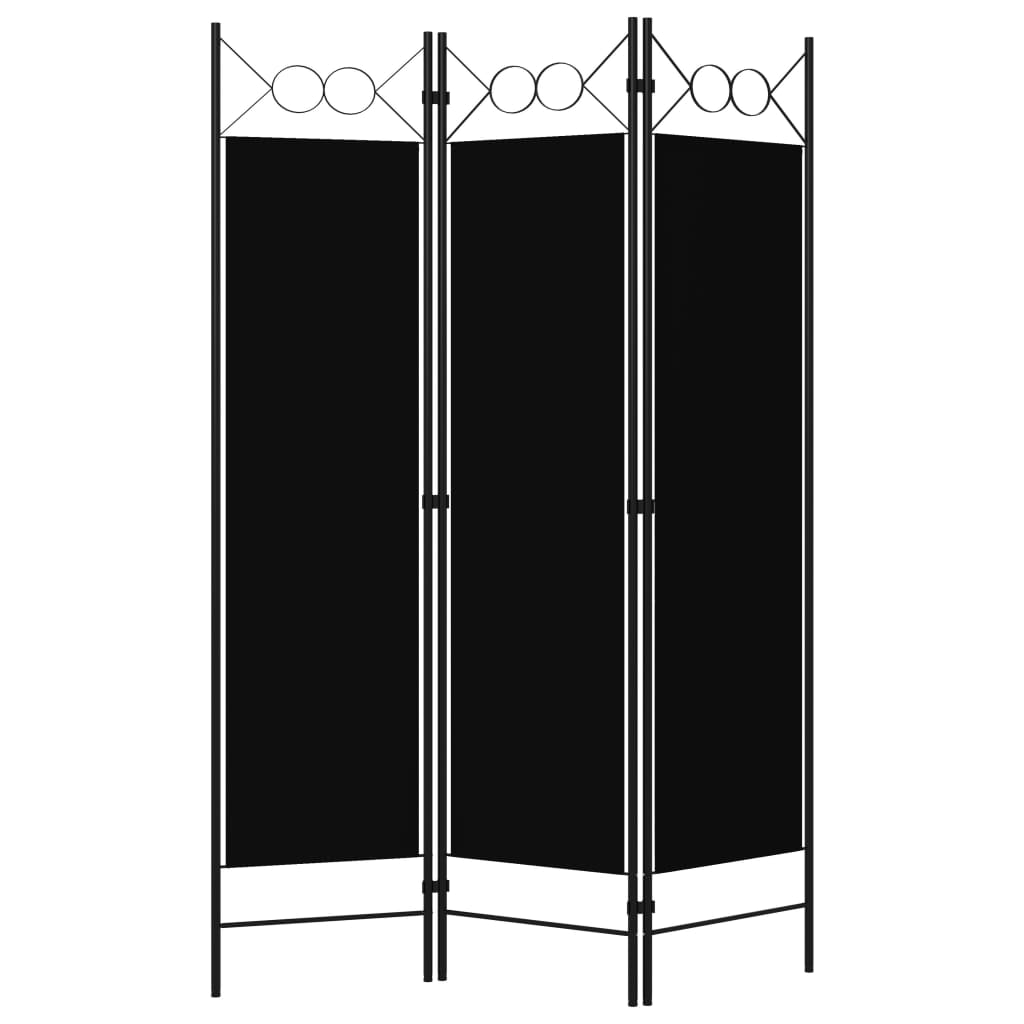 Romdeler 3 paneler svart 120x180 cm