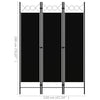 Romdeler 3 paneler svart 120x180 cm
