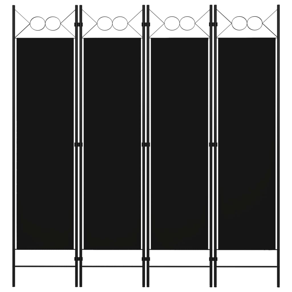 Romdeler 4 paneler svart 160x180 cm