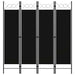 Romdeler 4 paneler svart 160x180 cm