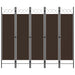 Romdeler 5 paneler brun 200x180 cm