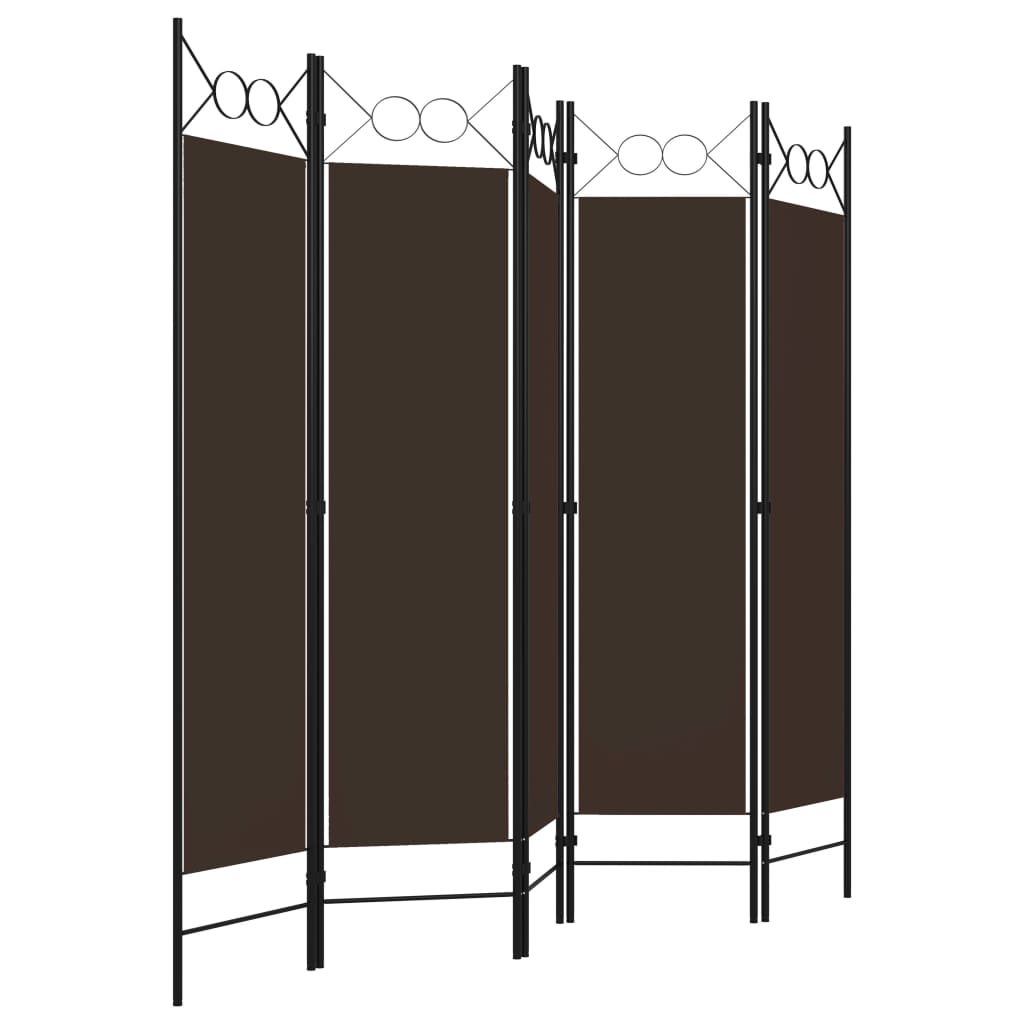 Romdeler 5 paneler brun 200x180 cm