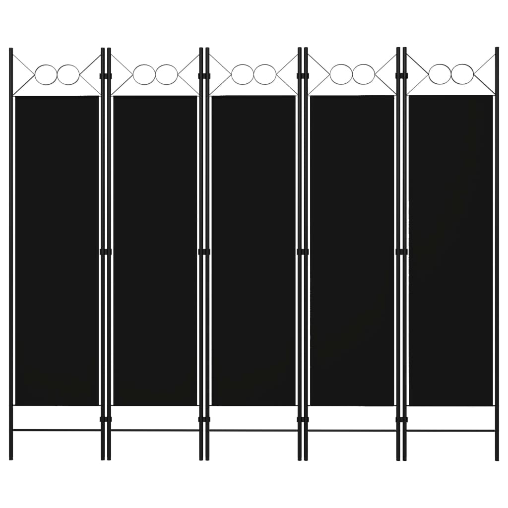 Romdeler 5 paneler svart 200x180 cm