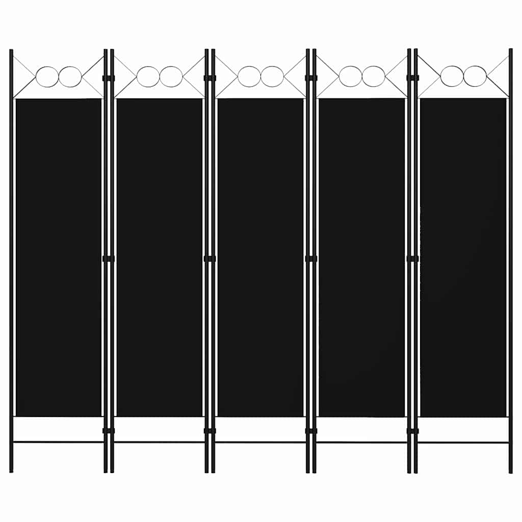 Romdeler 5 paneler svart 200x180 cm